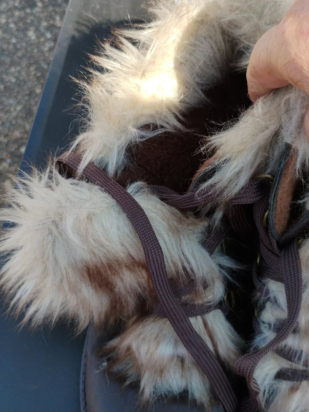 Faux-Fur Trim Brown Winter Slip-On Booties